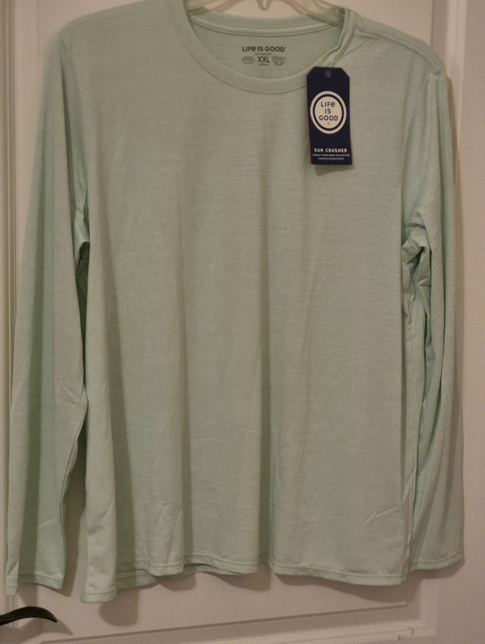 Life Is Good Long-Sleeve Crew Tee in Mint Green